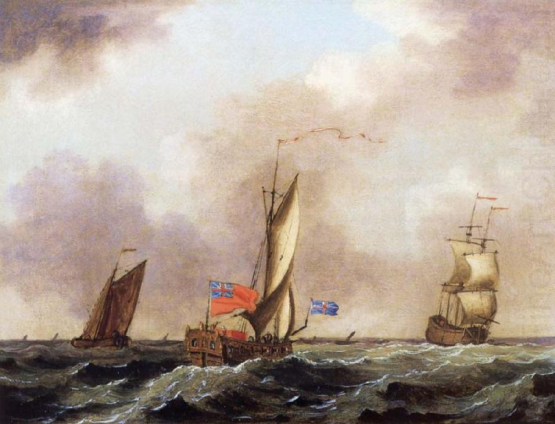 A royal yacht and a merchantman in choppy seas, Francis Swaine